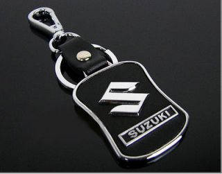 Black Japan Suzuki logo METAL Leather KEY CHAIN KEYCHAIN/ Key ring