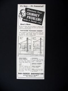 Van Packer Packaged Chimney cutaway diagram 1949 Ad