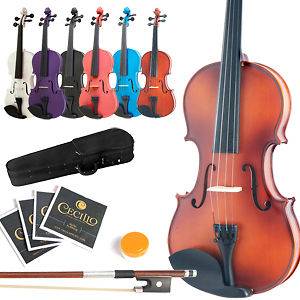 Mendini Violin All Sizes+Book/DVD+Case+Bow+ShoulderRest
