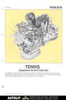 1989 Volvo TD101G NL10 Turbo 280 Truck Engine Brochure