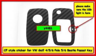 3D CARBON FIBER KEY DECAL STICKER FOR Polo 5 6 Golf MK4 MK5 MK6 Beetle 