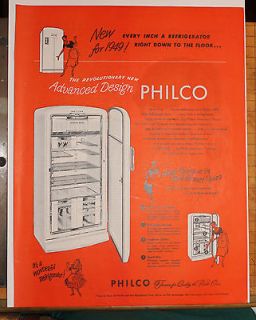 1949 PHILCO REFRIGERATOR PRINT AD   Ladies Home Journal