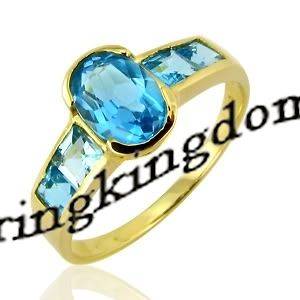 Jewelry Stunning Mans Blue Aquamarine 10KT yellow Gold Filled Ring 