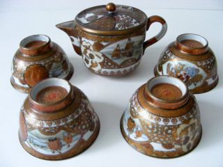 pcs) Japanese Meiji Period Kutani Satsuma Porcelain Sake or Tea Set