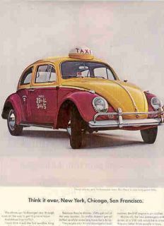 Vintage VW Beetle Ad   Think it over, New YorkTaxi Ad