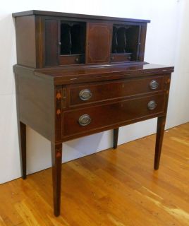 Antique Hepplewhite Federal Style Mahogany Tambour Desk Secretary 