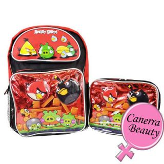 Angry Birds And King Pig 16 Inch Large School Backpack Lunch Bag 2Pc 