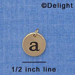   GOLD plated lower case stamped letter charm . alphabet initial