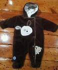 BOYS 3/6 MONTH KOALA BABY HOODED BROWN ADORABLE PUPPIES SNOWSUIT**VGWC 