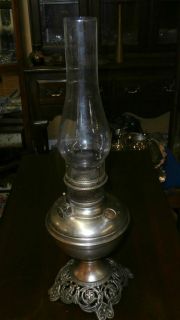   Rayo oil lamp w/ Royal flame spreader ornate base & empire chimney