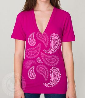 PAISLEY Vintage Indian Bollywood style American Apparel 6456 Deep V 