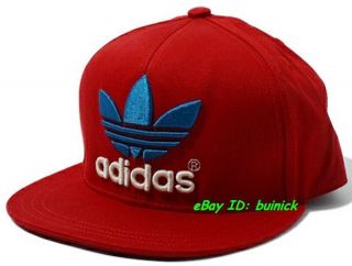 ADIDAS ADICOLOR FLAT BRIM CAP Red Blue baseball trefoil logo hip hop 