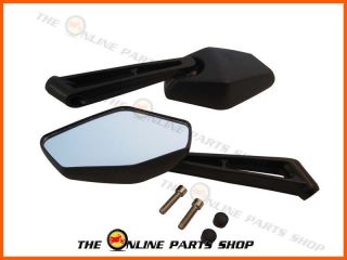   Quality Black Wing Mirrors Fits Tomos Alpino / Flexer Scooter / Moped