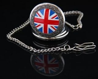 New Union Jack British Quartz Movement Pocket Watch N333