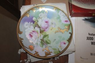 Signed O&EG Royal Austria Hand Painted ROSES Floral GOLD GILDED Plate