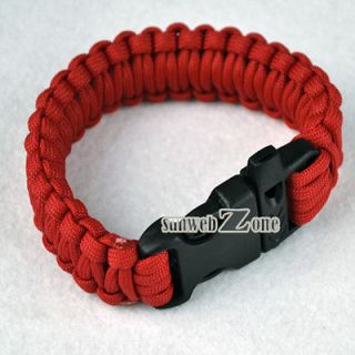 S0BZ 8 Colors Paracord Cord Bracelets Whistle Buckle Survival Camping 