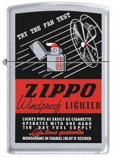 Zippo THE FAN TEST Satin Chrome Windproof Lighter Windy Girl RARE HARD 