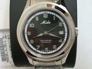 MIDO MULTIFORT MENS WATCH AUTOMATIC 25 JEWELS SAPHIRE ALL STAINLESS S 