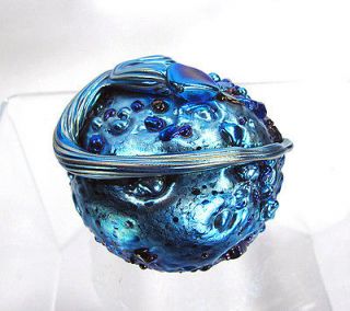 Orient & Flume Electric Blue 3.25 Studio Art Glass Paperweight Dated 