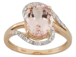 58ct Oval Pink Peach Morganite & Diamond Accent 10K Pink Gold Ring 