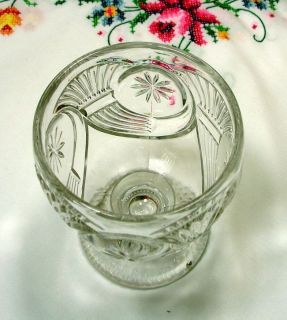   BRYCE BROTHERS CLEAR CIRCLE HORN OF PLENTY SUGAR BOWL US GLASS 1890S