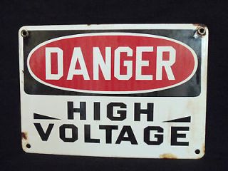 VINTAGE 50S PORCELAIN ELECTRIC UTILITY LINE DANGER SIGN