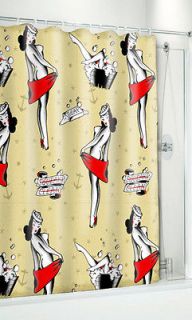 PInup Sailor Girls Sweaky Clean Shower Curtain Retro Vintage inspired 