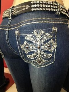   Fleur de lis Royalty Rhinestone BootCut Jeans Size 9/29 HOT Buy Me