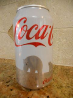   Discontinued Rare White Polar Bear Coca Cola (Coke) Can 12 oz Full