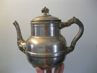 ANTIQUE SILVER NICKEL OVER COPPER COFFEE TEA POT ROCHESTER MANNING 
