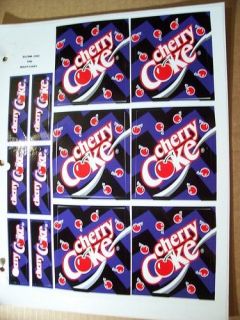 Cherry Coke Soda Machine/Founta​in Labels 6 Large & 6 Small MSA 