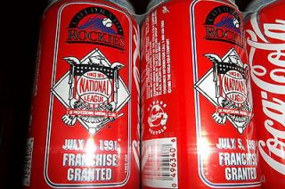 1991 Colorado Rockies Coca cola Coke 6 Pack Cans Franchise Granted 