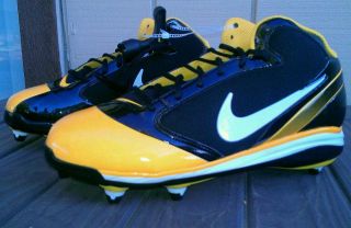   Nike Air Flashpoint Football Detachable Cleats Mens Black Yellow 11