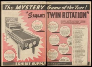   Exhibit Supply Twin Rotation coin op pool game machine scarce trade ad