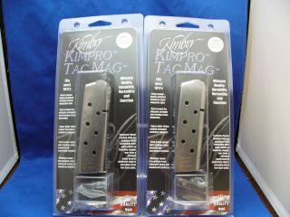 TWO Factory Kimber Tac 1911 Magazine 45 ACP Stainless Steel Full Size 