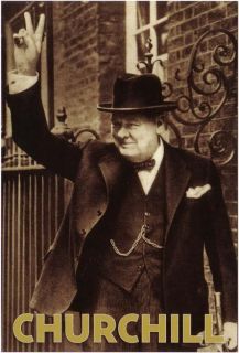Winston Churchill Making V for Victory Sign Postcard