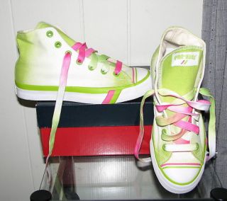 Pro Keds Royal Hi Top Spray Paint Shoes Pink Lime 7 NIB