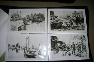VINTAGE ART DINNEr PLACE MATS ACTOR LIONEL BARRYMORE NAUTICAL ETCHINGS 