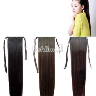   Extensions Straight Ponytail 3 Colors Smooth Natural Lady Girls Long