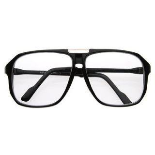Square Shaped Plastic Aviator Clear Lens Glasses Eyewear with Metal 