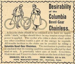   Ad Pope Columbia Belver Gear Chainless Bicycles Cycling Antique Bikes