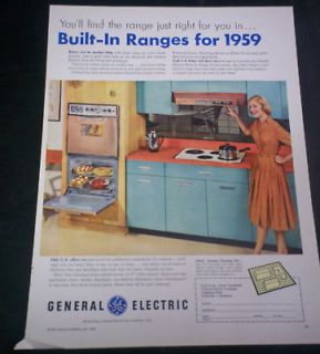 1959 Ad Built in Range Turquoise Double Oven Retro Cool