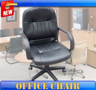 New Leather Adjustment Office Chair Mid Back Computer Task Desk 