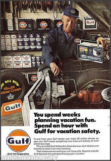   Gas Station Mechanic Photo AD Old Oil Can Battery Deluxe Crown Tires