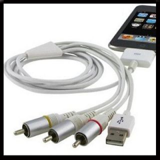 Composite Video AV Cable to TV RCA USB Charger iPad 2 3 iPhone 4 4S 
