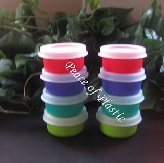 Tupperware NEW 8 Smidgets Pill Condiments Storage Containers Red Green 