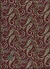Floral Paisley Print Fabric olive tan cream on red by Faye Burgos for 