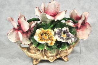   Ceramic Floral Arrangement Centerpc Flower Bouquet Sculpture