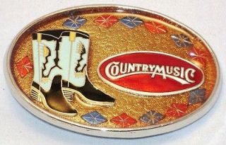 Country Music Belt Buckle Handmade by Bill Espe Turquoise Black Boots 
