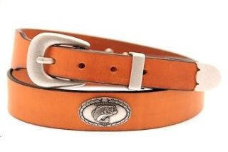 35mm Tapered London Tan Bridle Leather Belt With Large Mouth Bass 